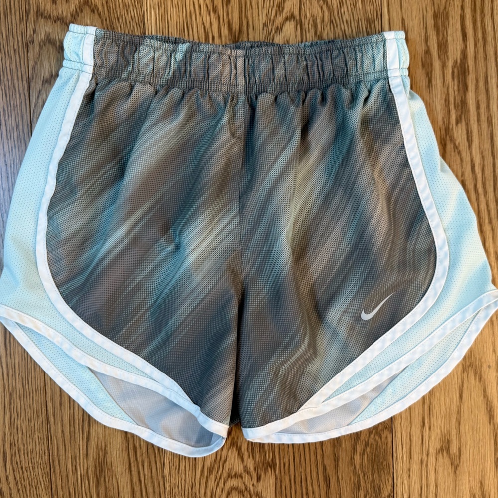 Nike DriFit Women’s Gray Athletic Shorts with Light Blue Trim